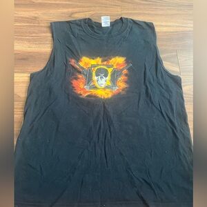 Bikercore sleeveless leather or die Florida shirt graphic both sides L